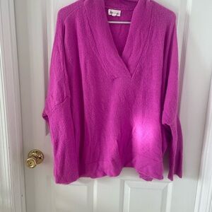 Cozy V-Neck Sweater in Vibrant Pink